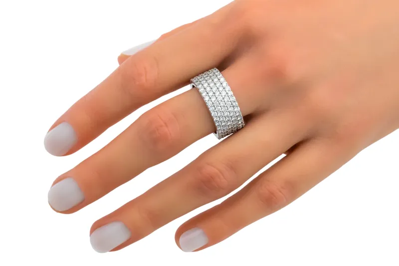 14ct White Gold Diamond Full Eternity Mens Ring 4.50ct