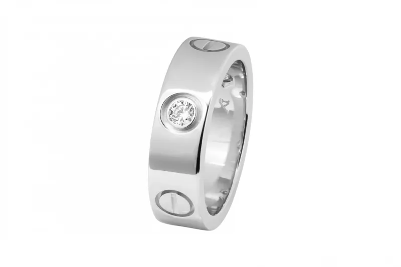 Cartier LOVE Ring  3 Diamonds 18ct White Gold Size 50
