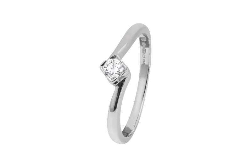 18ct White Gold Diamond Engagement Ring 0.15ct
