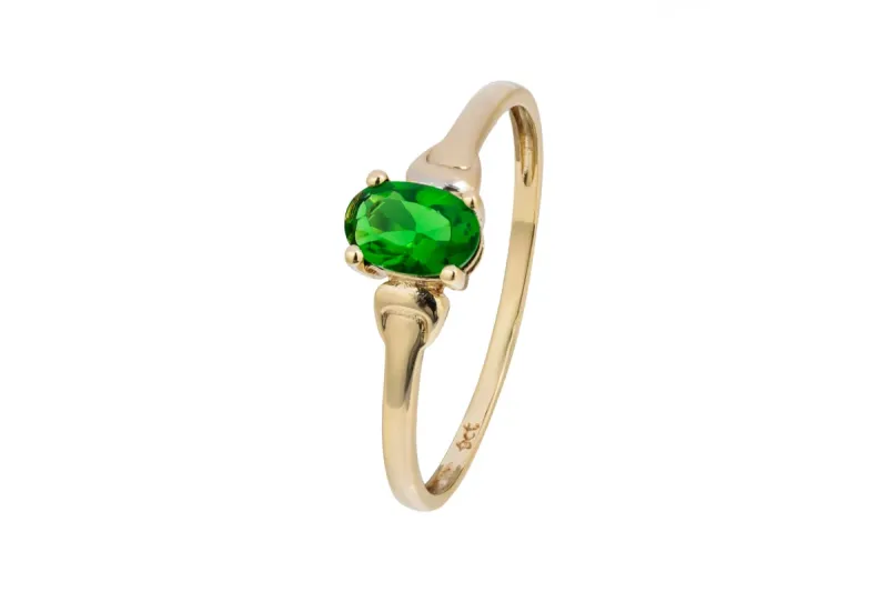 9ct Yellow Gold Green Stone Ring 1g