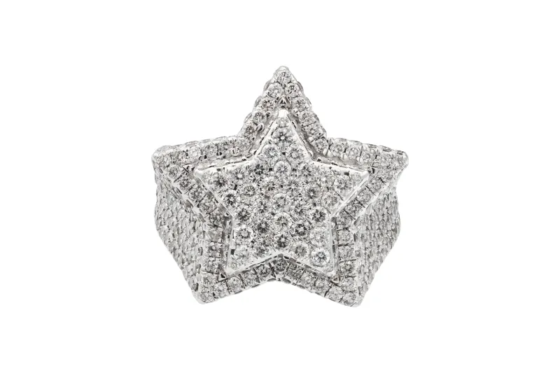 14ct Yellow Gold Diamond Star Statement Ring 3.10ct