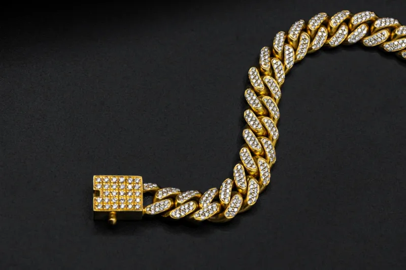 9ct Yellow Gold Diamond Cuban Bracelet 6.5cts VS