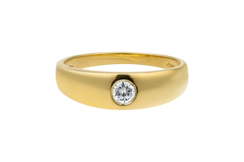 18ct Yellow Gold 0.25ct Diamond Ring Rubover Setting