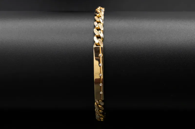 9ct Yellow Gold ID Cubic Zirconia Children's Bracelet 8.8g