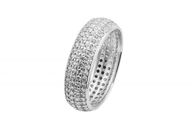9ct White Gold Cubic Zirconia Eternity Wedding Band 3g