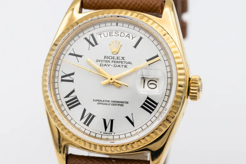 Rolex Day-Date 36mm 18ct Yellow Gold Brown Leather 1803 1974