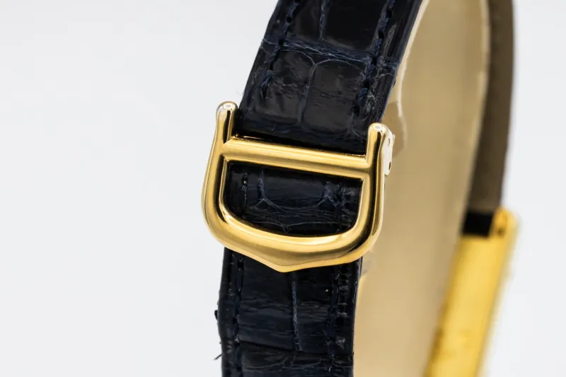 Cartier Must de Cartier Tank 22mm Vermeil Black Leather 1613 Circa 1990s