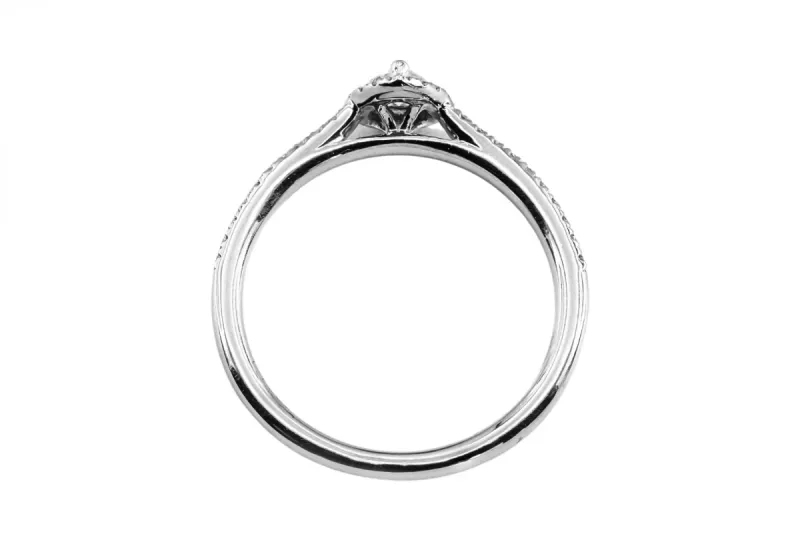 Platinum Heart Diamond Halo Ring With Pavé Shoulders 0.33ct