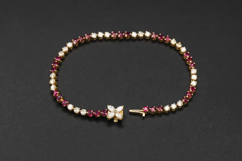 18ct Yellow Gold Diamond & Ruby Bracelet 1.50ct