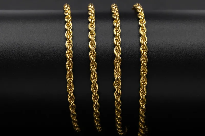 9ct Yellow Gold Diamond Cut Rope Chain 21.3g