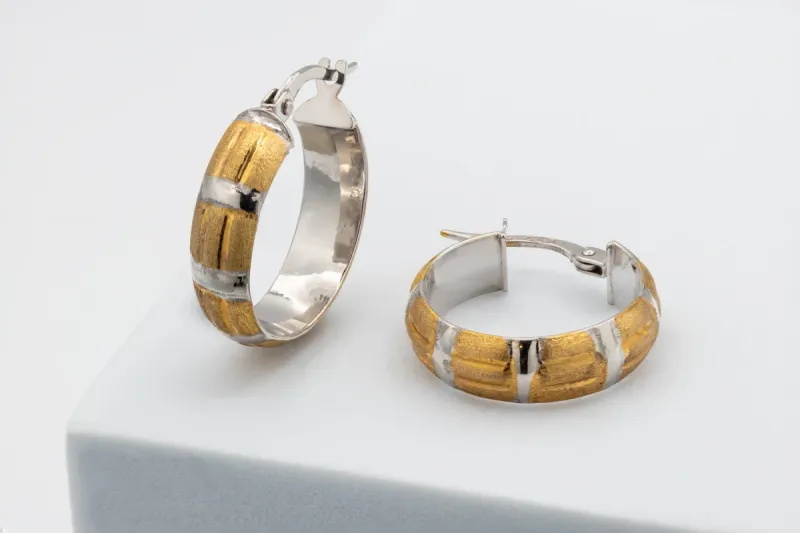 9ct Yellow/White Gold Hoop Earrings 1.6g