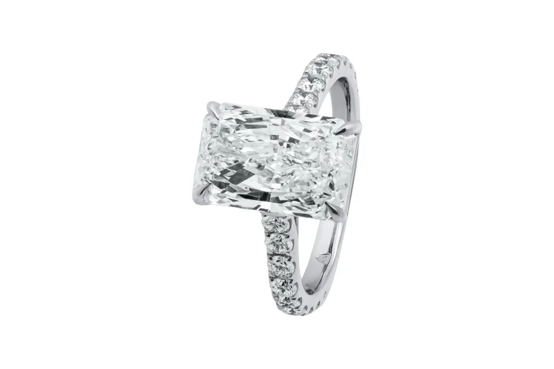 18ct White Gold Lab Grown Radiant Cut Diamond Ring 4.23ct