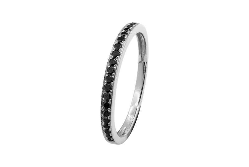 14ct White Gold Micro Pave Black Diamond Ring 0.20ct