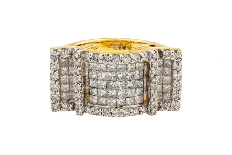 9ct Yellow Gold Mens Diamond Ring 2.00ct