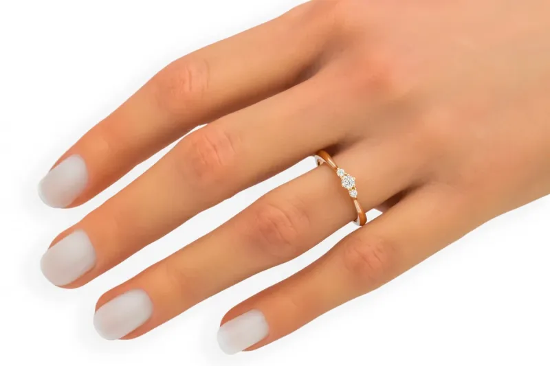 14ct Rose Gold Three Stone Diamond Ring 0.14ct