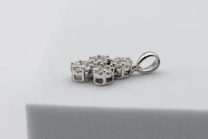 14ct White Gold Diamond Cluster Pendant & Earring Set 1.43ct