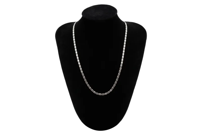 18ct White Gold Flat Mariner Link Necklace 16 Inch