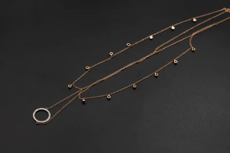 9ct Rose Gold Diamond Necklace 4.3g