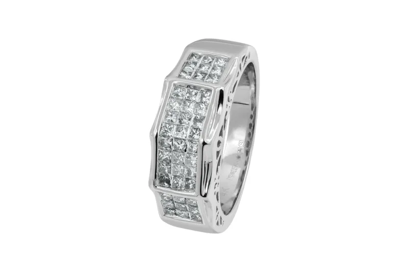 14ct White Gold Invisible Set Princess Cut Diamond Ring 0.98ct