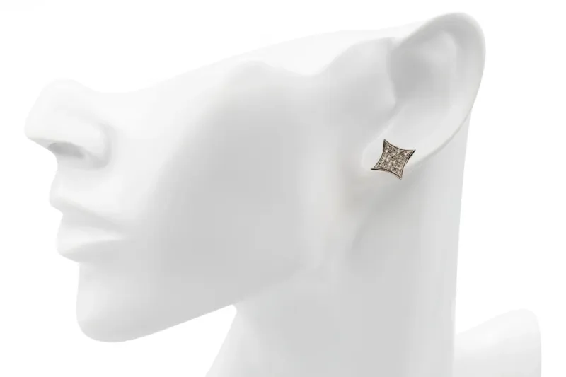 9ct White Gold Square Diamond Stud Earrings 0.40ct