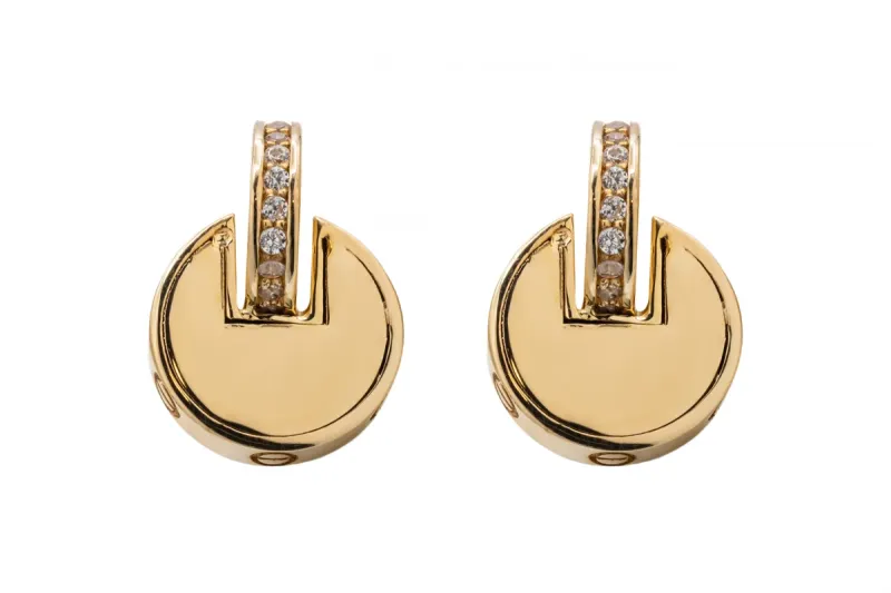 9ct Yellow Gold Cubic Zirconia & Screw Design Stud Earrings 3.7g