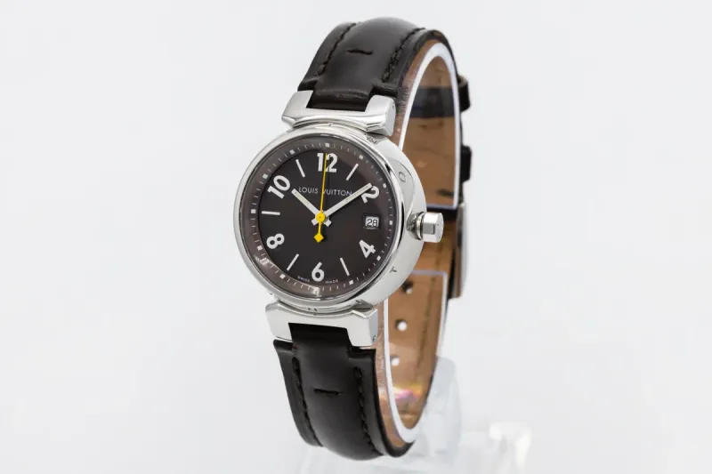 Louis Vuitton Tambour 34mm Brown Leather RC8730 Circa 2000s