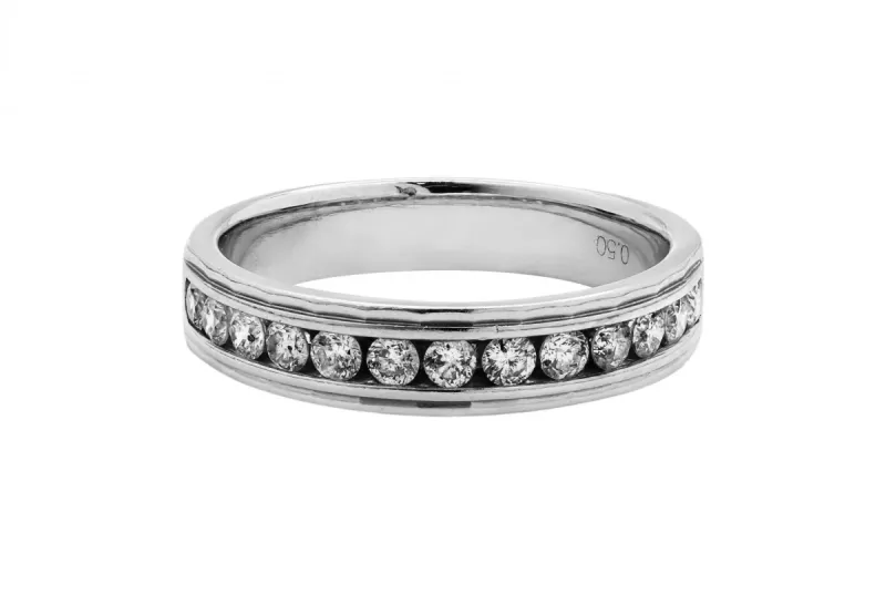18ct White Gold Channel Set Diamond Eternity Wedding Band 0.50ct
