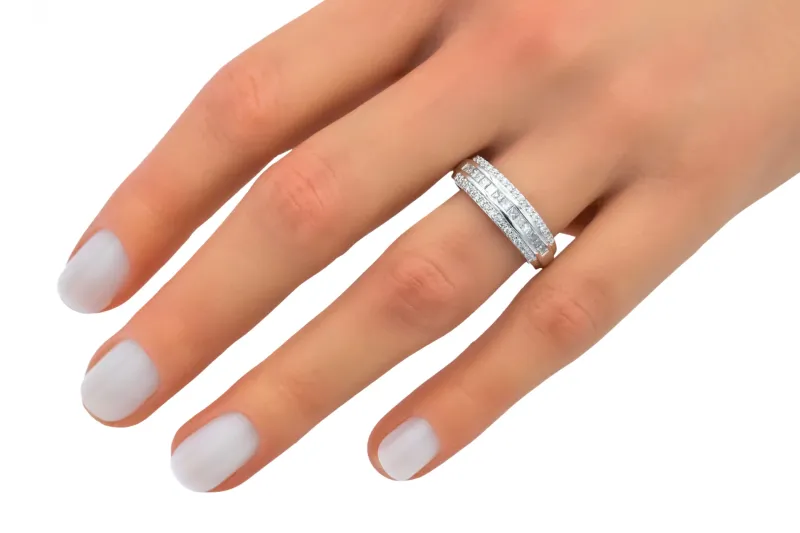 14ct White Gold Princess & Round Diamond Ring 0.75ct