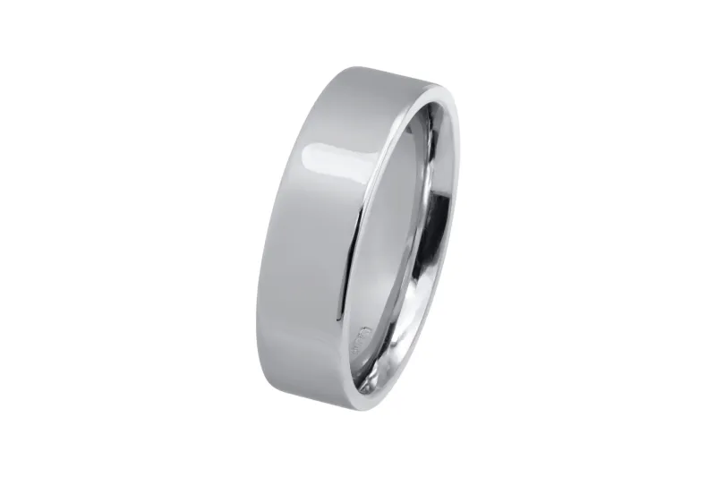 9ct White Gold Flat Court Wedding Band 8.5g