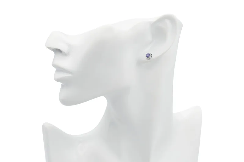 Platinum Diamond & Tanzanite Stud Earrings 0.12ct