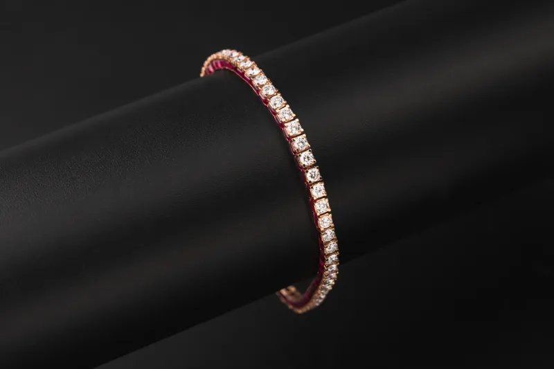 9ct Rose Gold Lab Grown Brilliant Cut Diamond and Ruby Bracelet 5.27ct