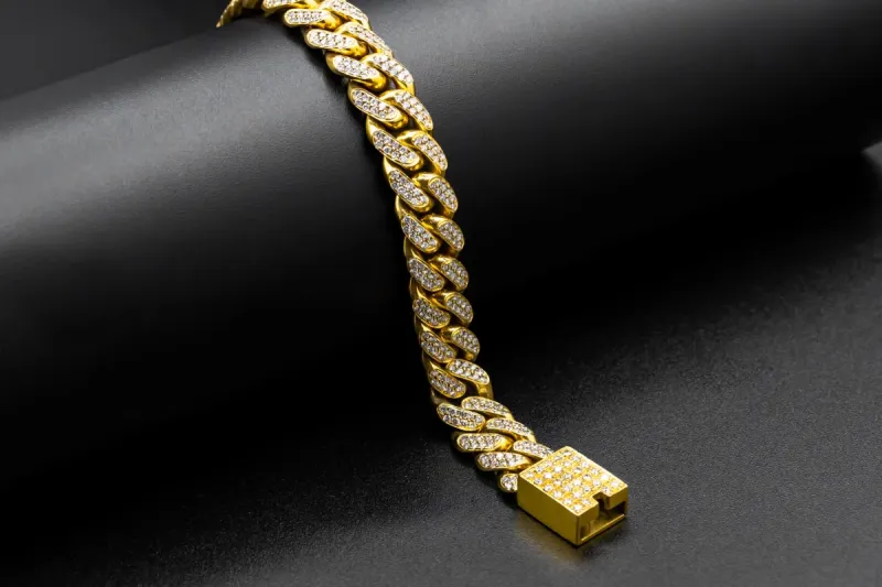 9ct Yellow Gold Diamond Cuban Bracelet 6.5cts VS