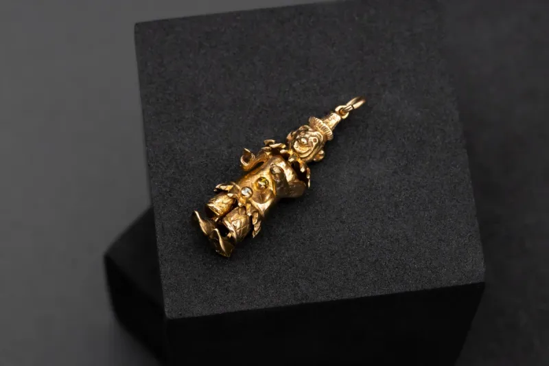 9ct Yellow Gold Cubic Zirconia Clown Pendant