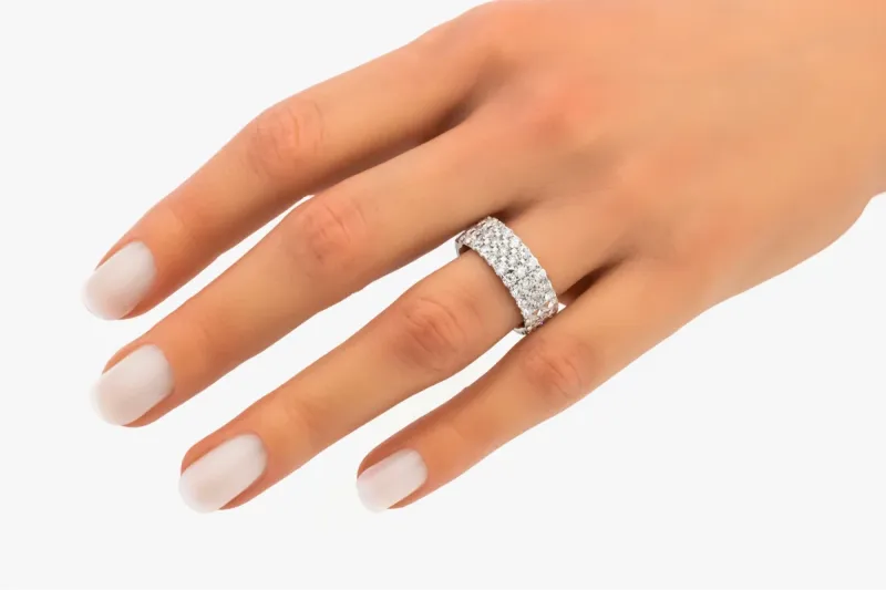 18ct White Gold Triple Row Diamond Half Eternity Ring 2.30ct