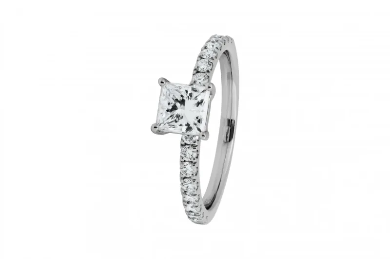 Platinum Diamond Princess Cut Engagement Ring 0.75ct GIA Certified