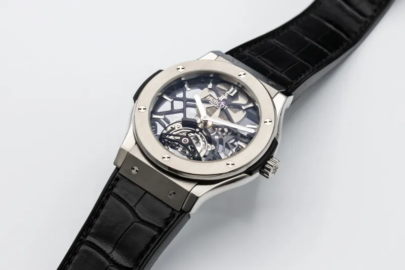 Hublot Classic Fusion Tourbillon 45mm Black Leather 505.NX.0170.LR Circa 2015