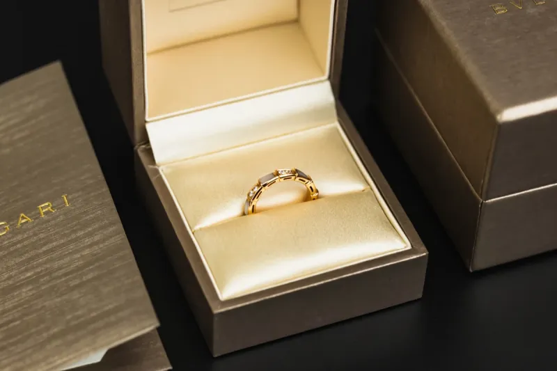 Bvlgari 18ct Rose Gold Serpenti Viper Ring 0.21ct