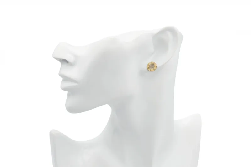 9ct Yellow Gold CZ Disc Stud Earrings 1.7g
