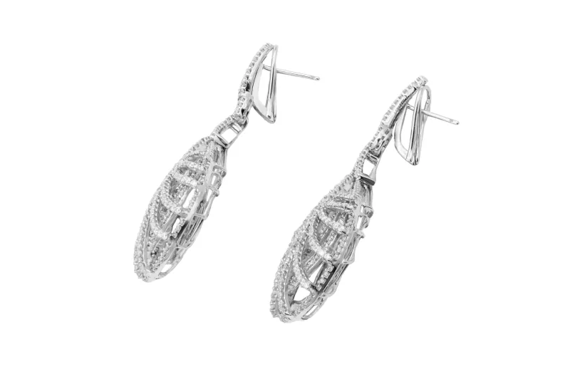 18ct White Gold Diamond Drop Down Earrings 8.70ct  34.3g