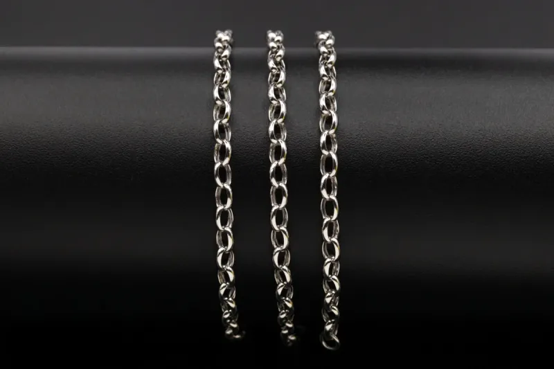 9ct White Gold Cable Link Chain Durable Classic Necklace 3.9g