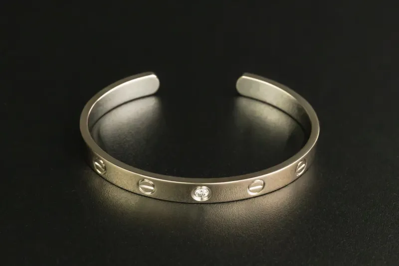 Cartier LOVE Bracelet Open 1 Diamond 18ct White Gold Size 16