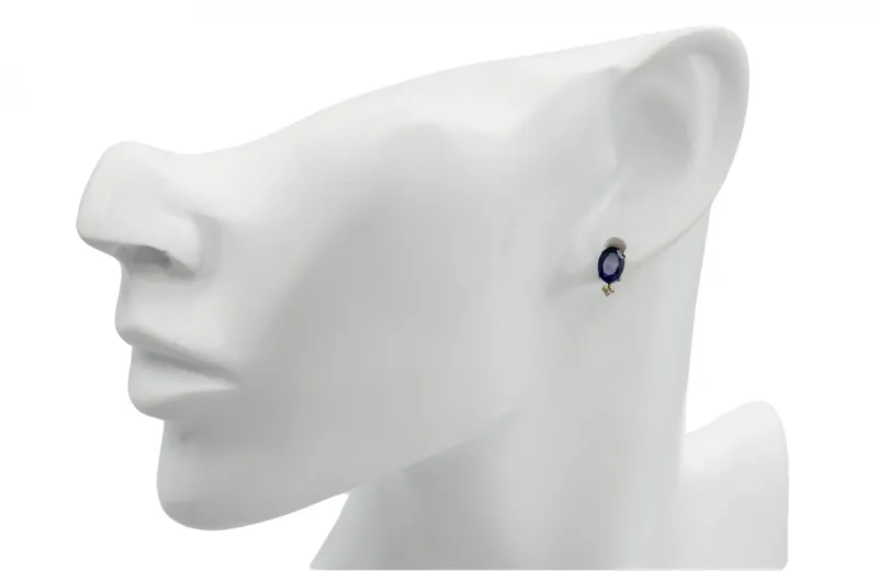 Platinum Sapphire And Diamond Stud Earrings 0.02ct