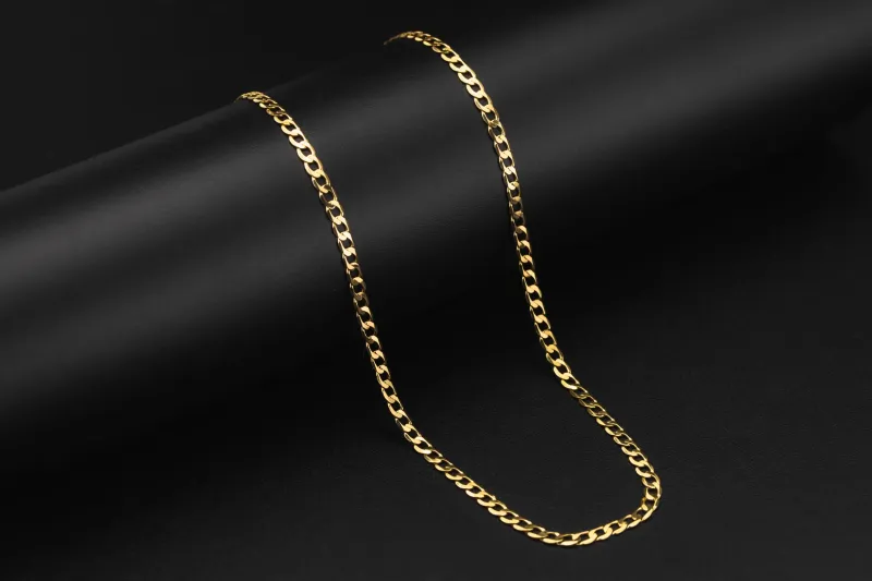 9ct Yellow Gold Flat Curb Chain 18" 3.3mm 5.5g
