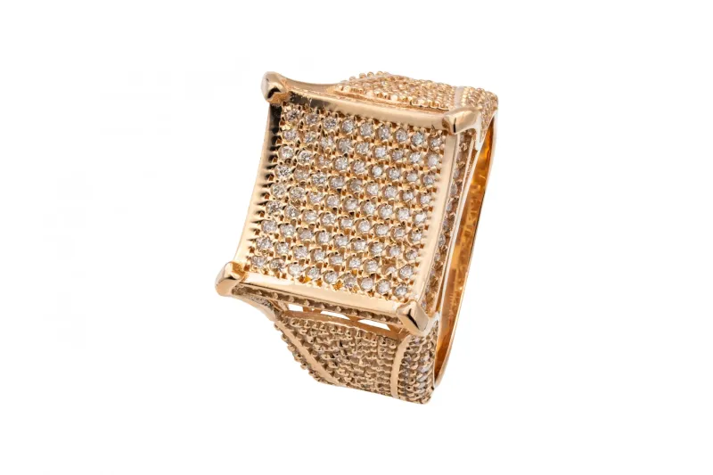14ct Rose Gold Diamond Pave Set Ring 1.94ct