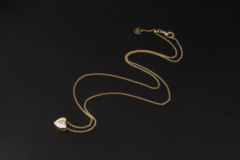 Gold Plated Sterling Silver Lab Grown Heart Cut Diamond Necklace 1.02ct