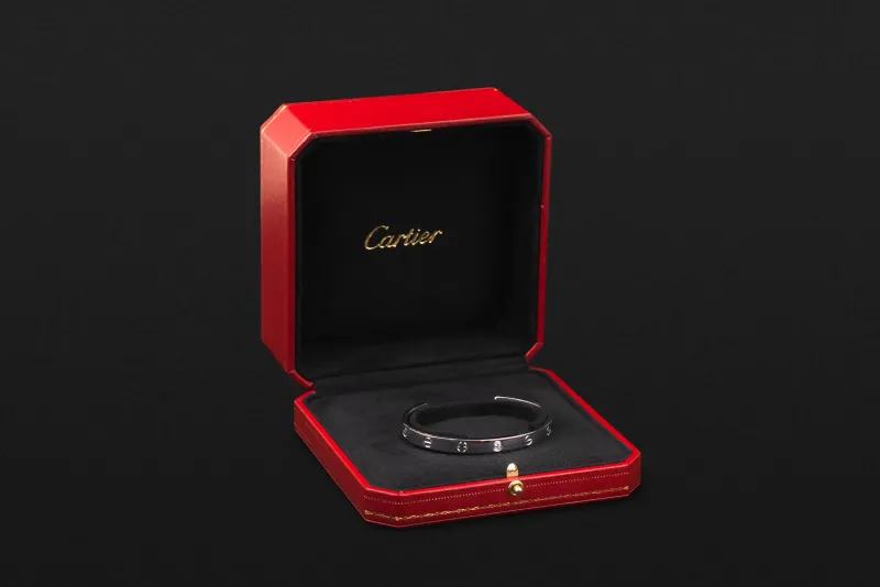 Cartier LOVE 1 Diamond Cuff Bracelet 18ct White Gold Size 18 0.10ct