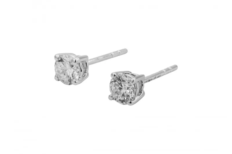 18ct White Gold Round Brilliant Diamond Stud Earrings 0.50ct