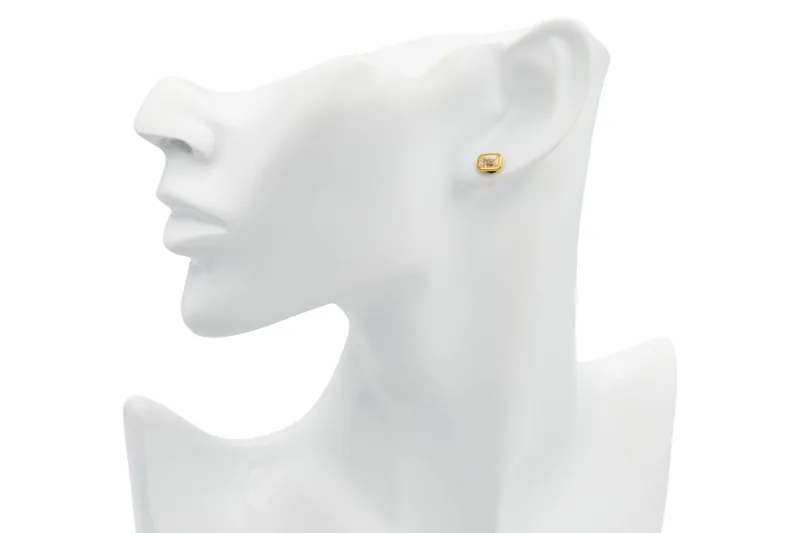 Gold Plated Sterling Silver Lab Grown Emerald Cut Diamond Stud Earrings 1.06ct