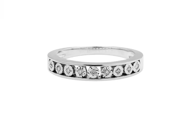 14ct White Gold Diamond Eternity Wedding Band 0.05ct