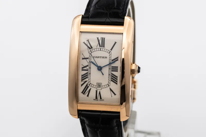 Cartier Tank Americaine 45.1x26.6mm Black Leather W2609156/2505 Circa 2010